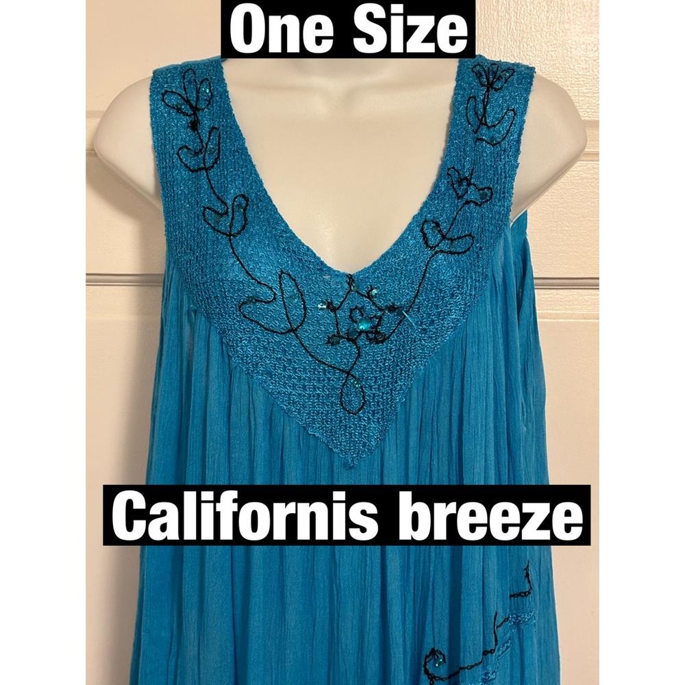 Blue‎ Embroidered Dress